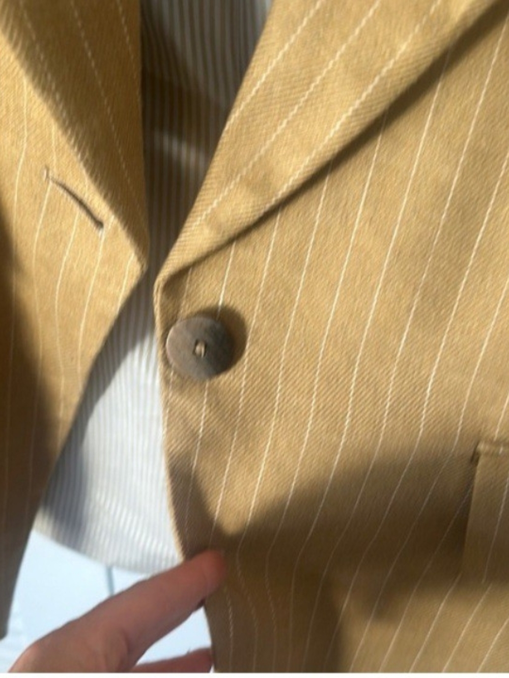 Veronica Beard Mustard-Tan Pinstripe Dickey Jacket Blazer - Picture 2 of 8